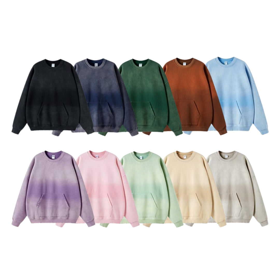Fleece Lining Spray-dye Damage Oversize Sweatshirt