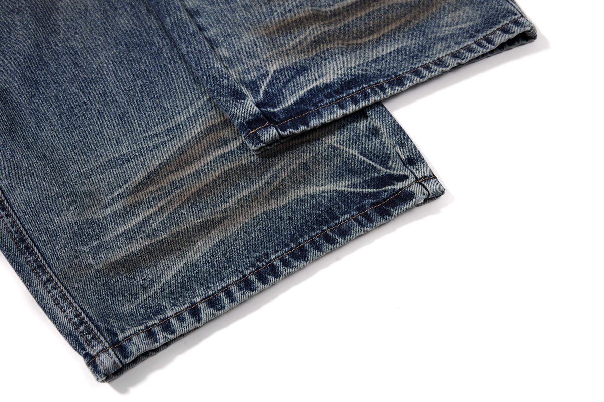 Madxmarx Washed Button-Detail Baggy Jeans