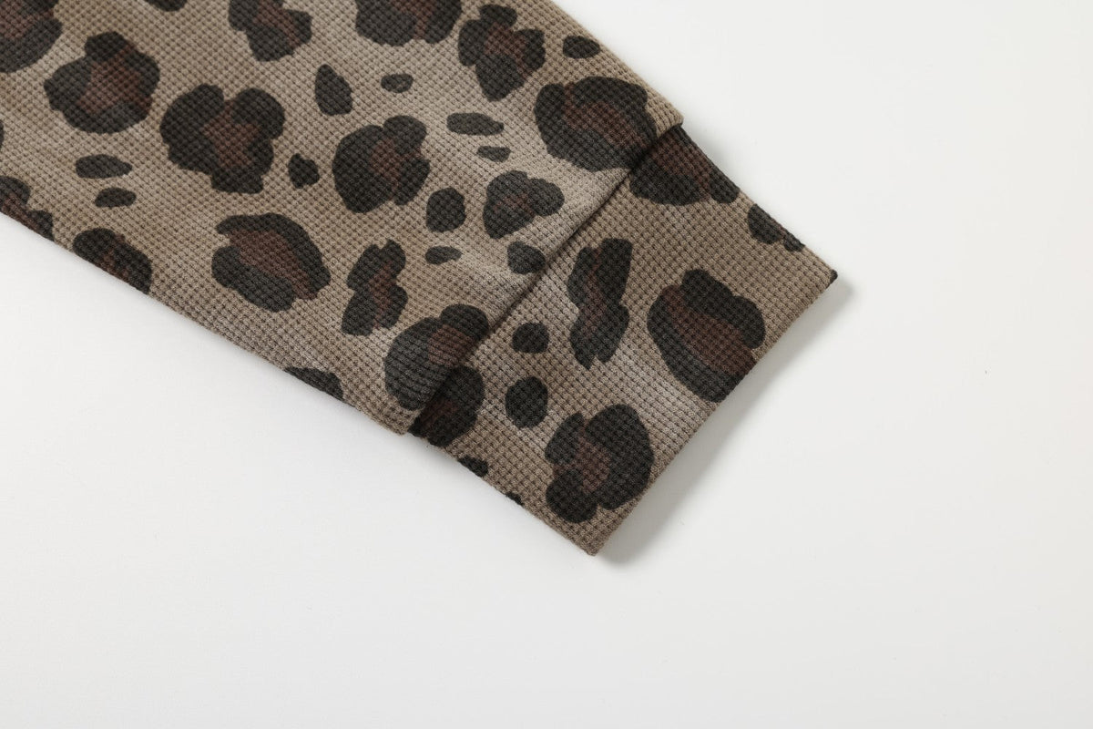 Madxmarx Leopard Print Long Sleeve Polo