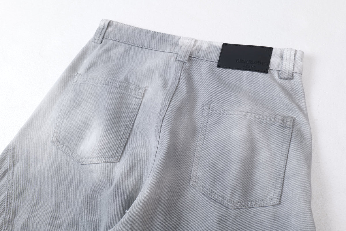 Madxmarx Washed Curved-Panel Balloon Wide-Leg Jeans