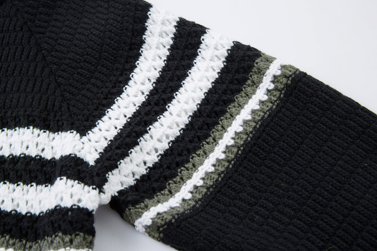 Madxmarx Striped Knit Polo Sweater
