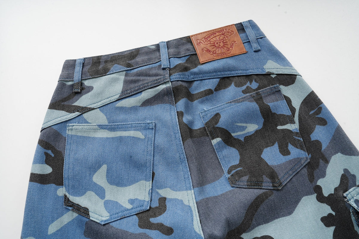 Madxmarx Blue Camo Cargo Pants