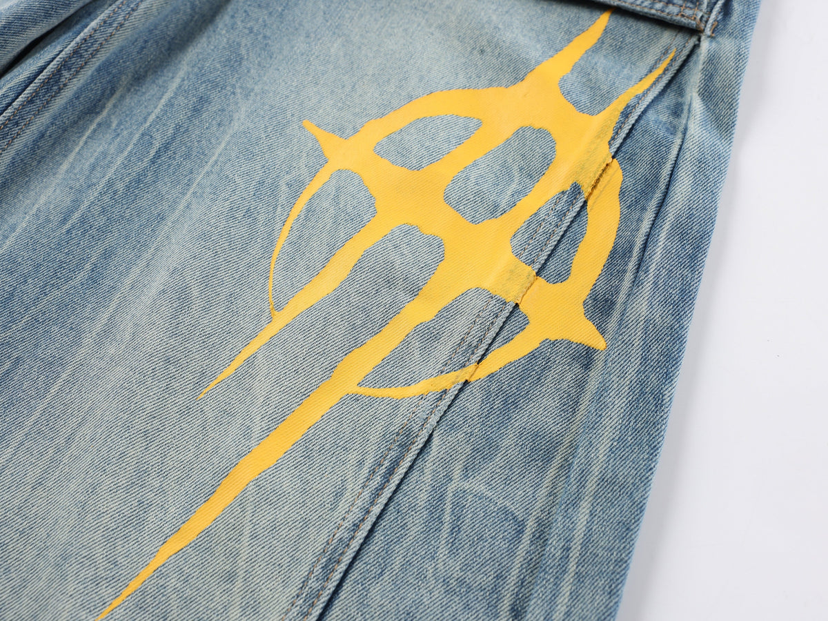 Madxmarx Graphic Wide-Leg Denim Pants
