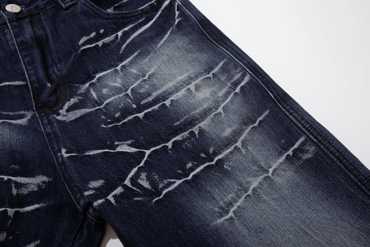 Madxmarx Cracked-Wash Wide-Leg Denim