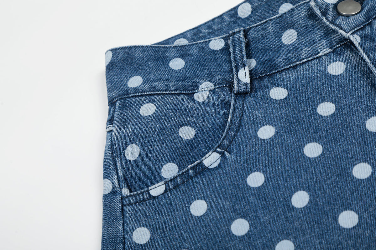 Madxmarx Jeans aus gewaschenem Denim mit Punkten