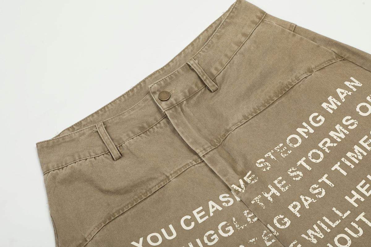 Pantalon large vintage à imprimé texte Madxmarx
