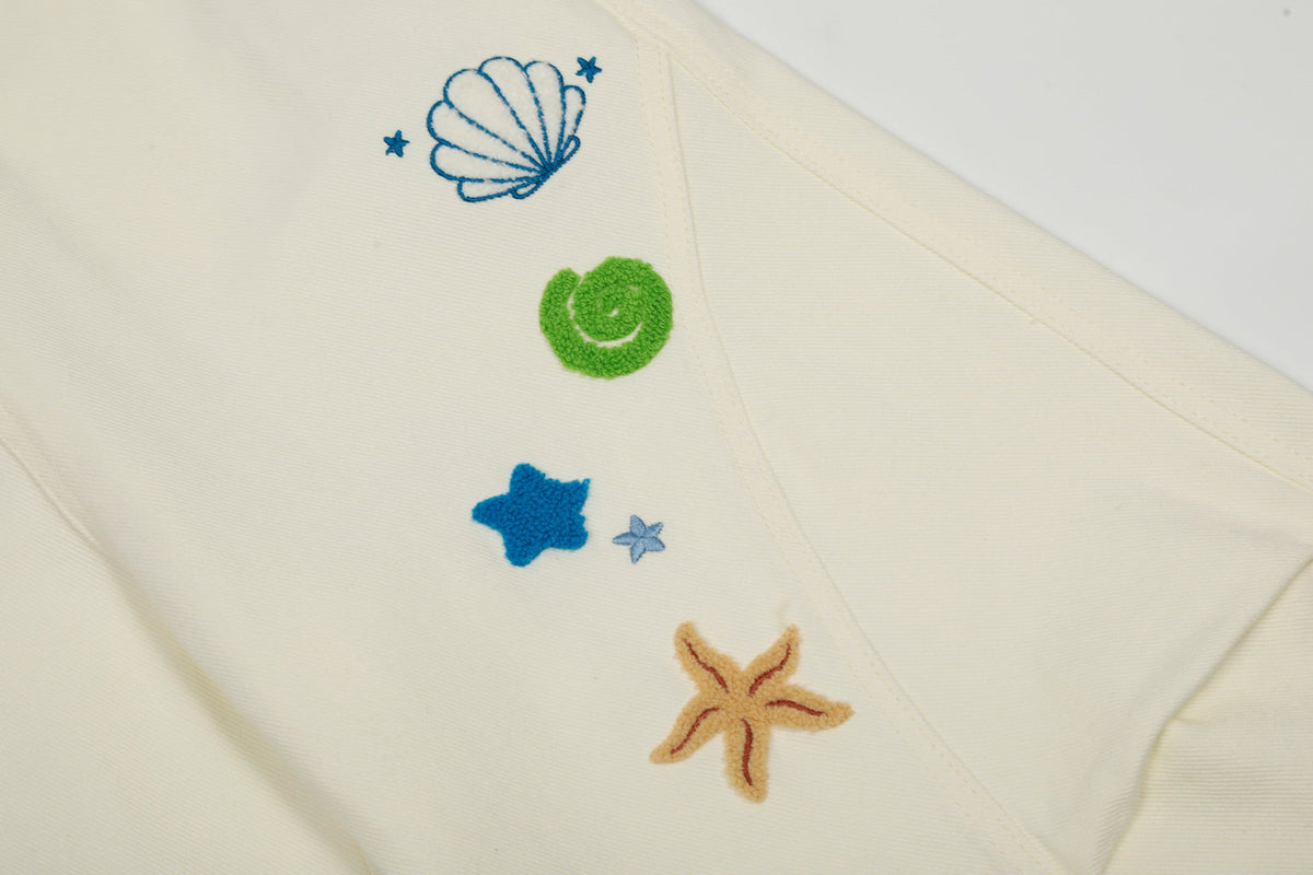 Madxmarx Sea Shell Embroidered Cargo Pants