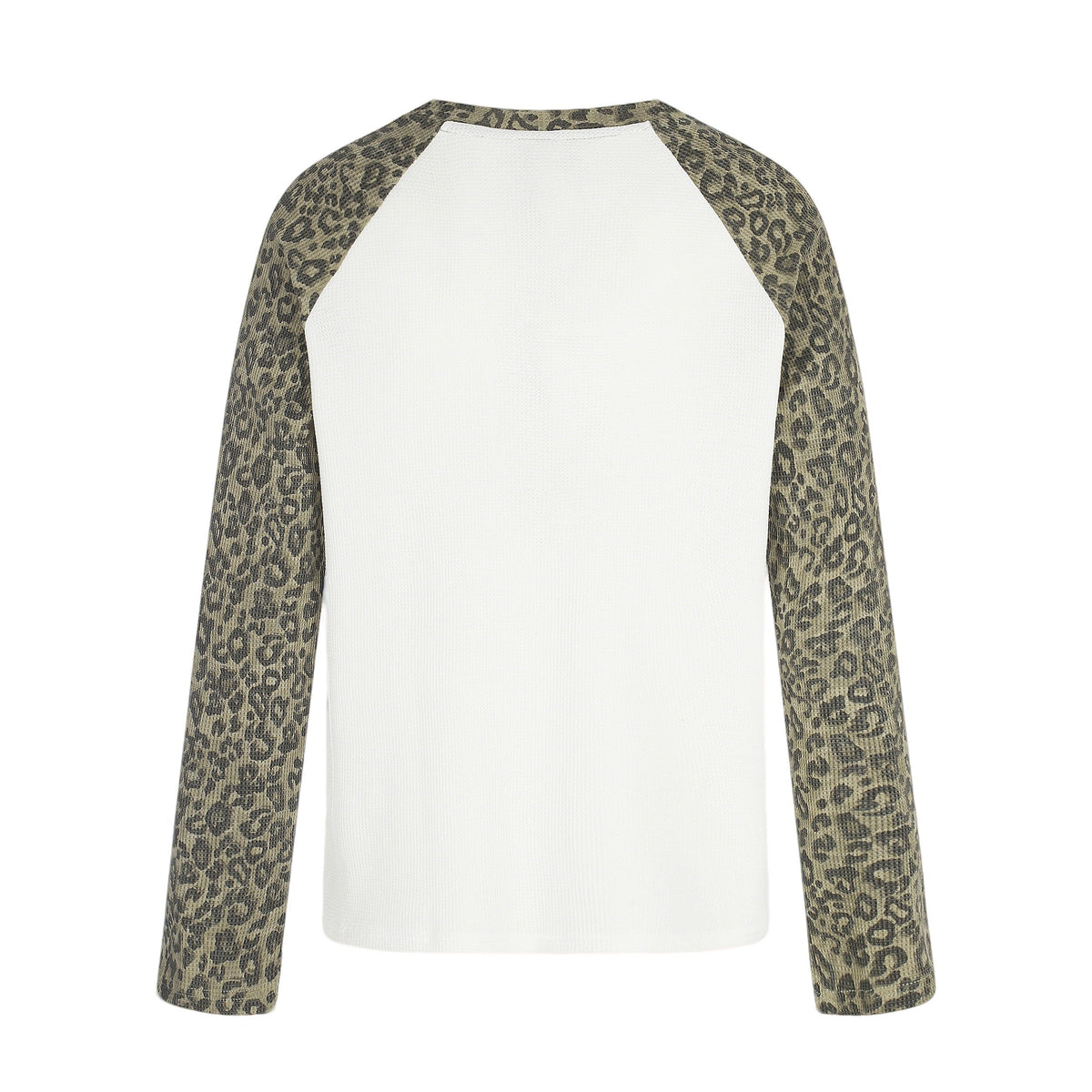 Madxmarx Leopard Sleeve Graphic Waffle Long Sleeve T-Shirt