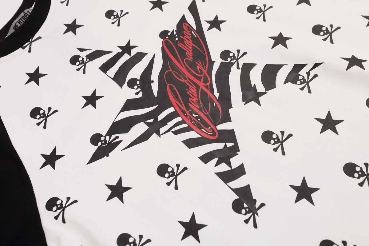 Madxmarx Skull Star Raglan Long Sleeve Tee