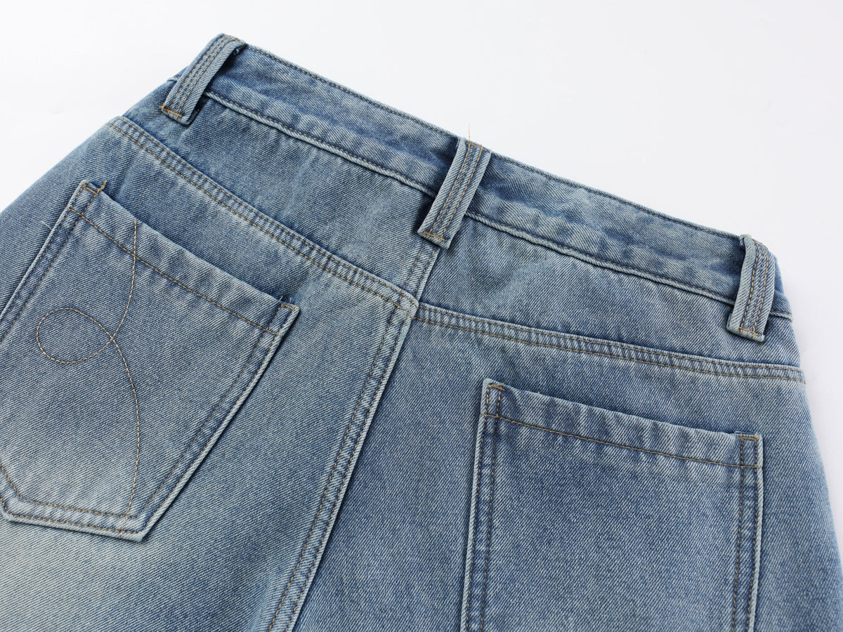Pantalon en jean superposé doublé de polaire Madxmarx