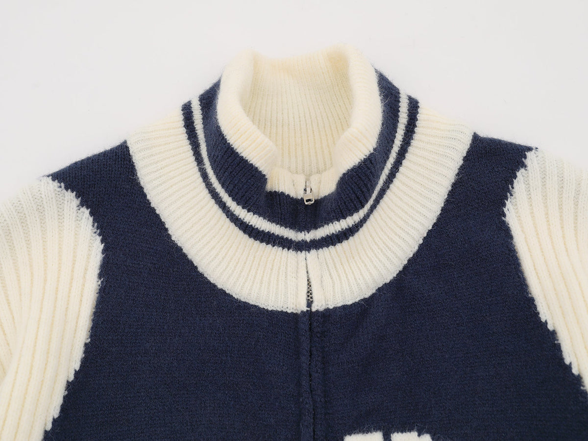 Madxmarx Gather Varsity Knit Zip Jacket