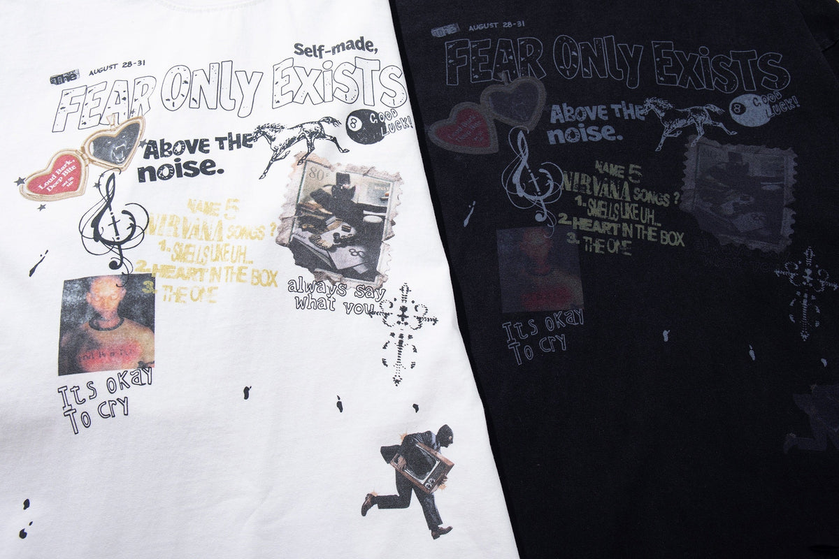 Madxmarx Fear Only Exists Distressed Long Sleeve Tee