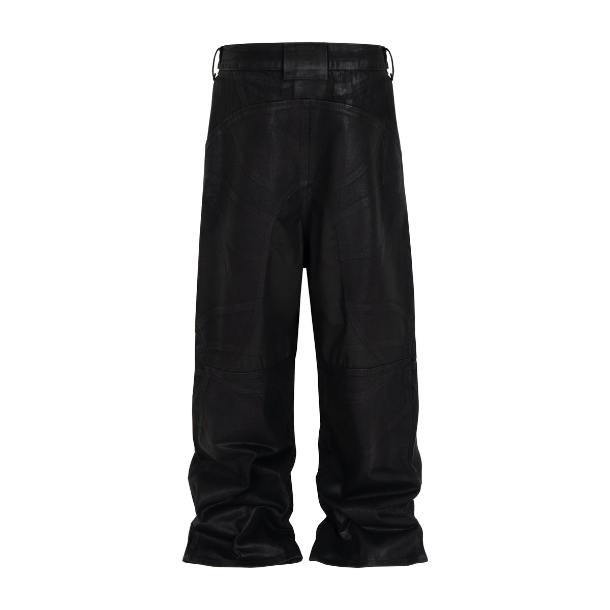 Pantalon en jean et cuir à surpiqûres incurvées Madxmarx