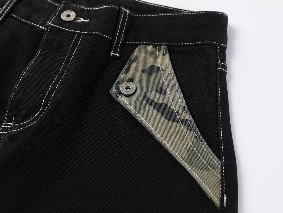 Madxmarx Camo Trim Wide-Leg Jeans