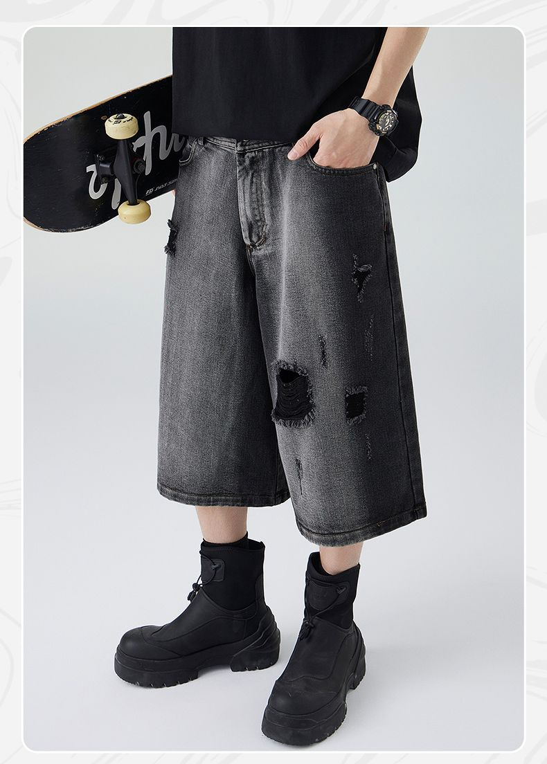 Jorts retrò strappati neri lavati