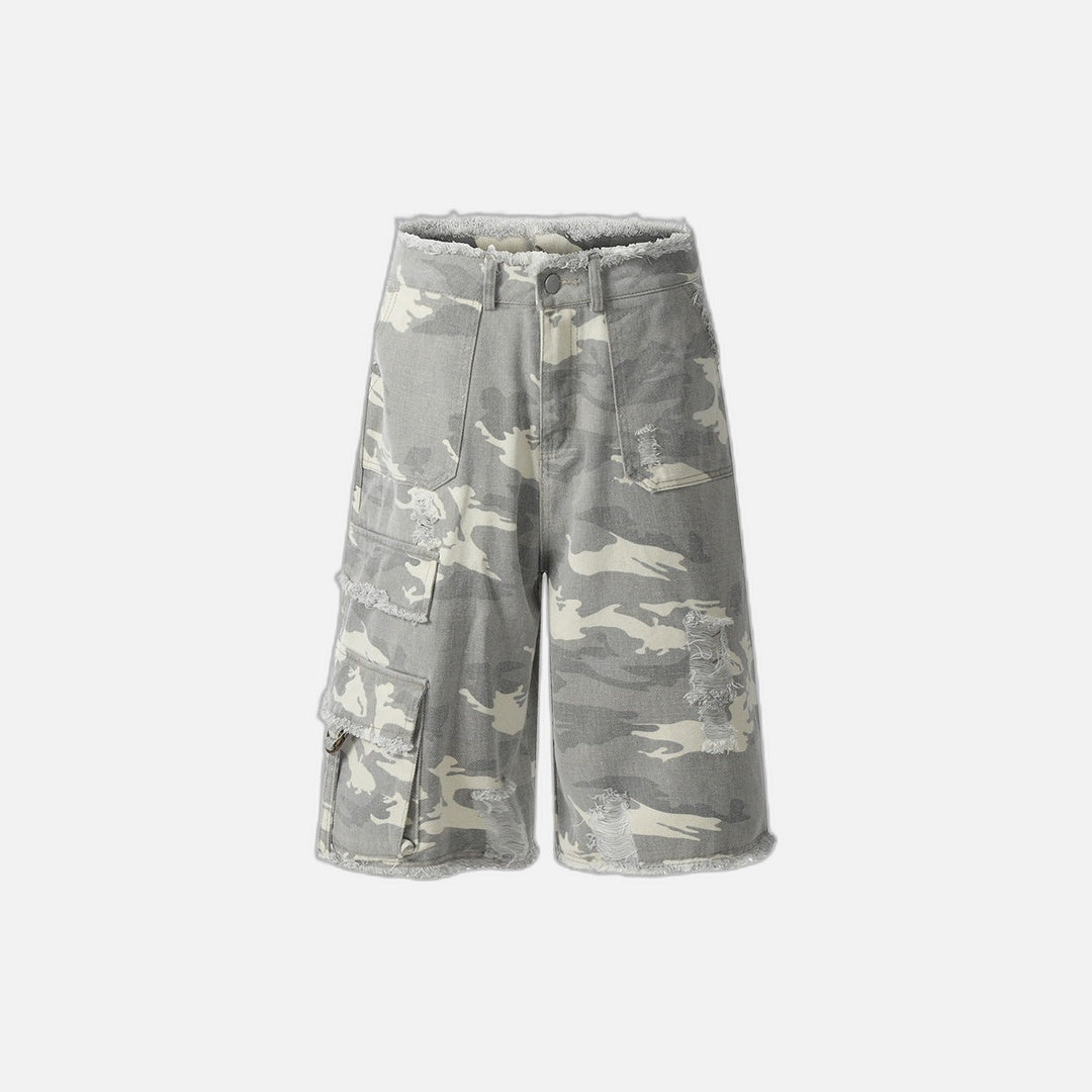 Pantaloncini cropped con stampa leopardata mimetica