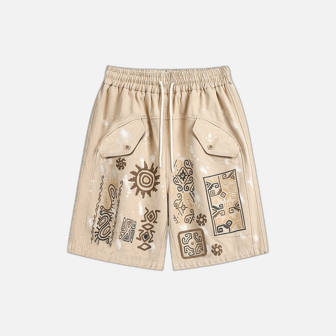 Short décontracté ample à imprimé graffiti 