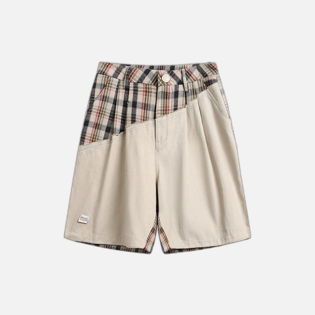 Pantaloni a pieghe ampi e irregolari a quadri, dal design distintivo.
