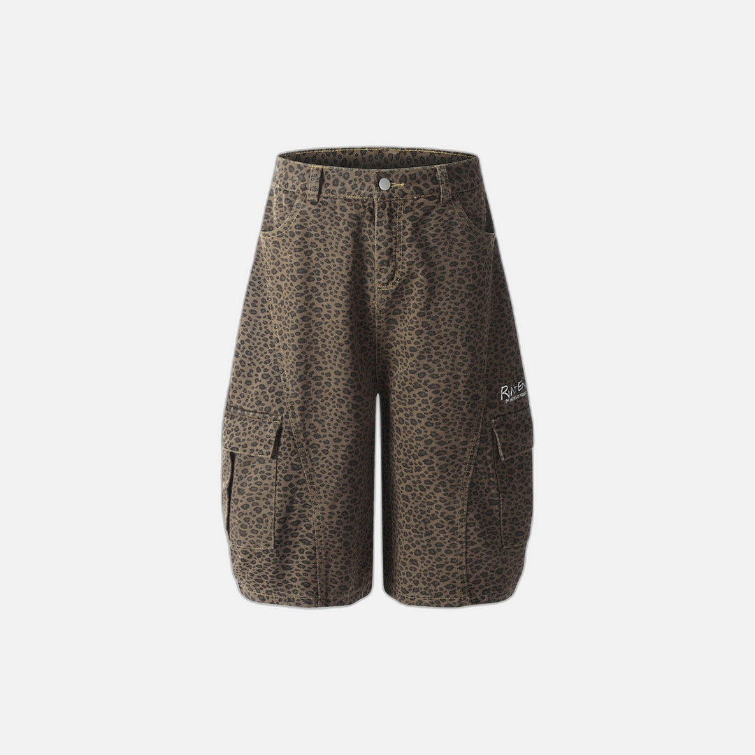 Leopard Denim Wide Leg Tooling Pants