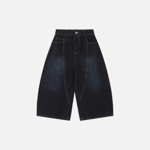 Shorts de Jeans Tingido em Tom Forte com Shorts - Azul-escuro / PP