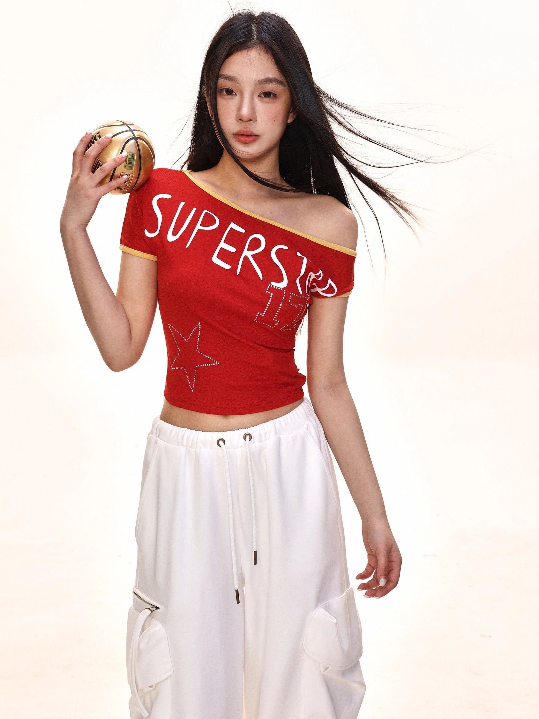 Rotes Superstar Crop-Top