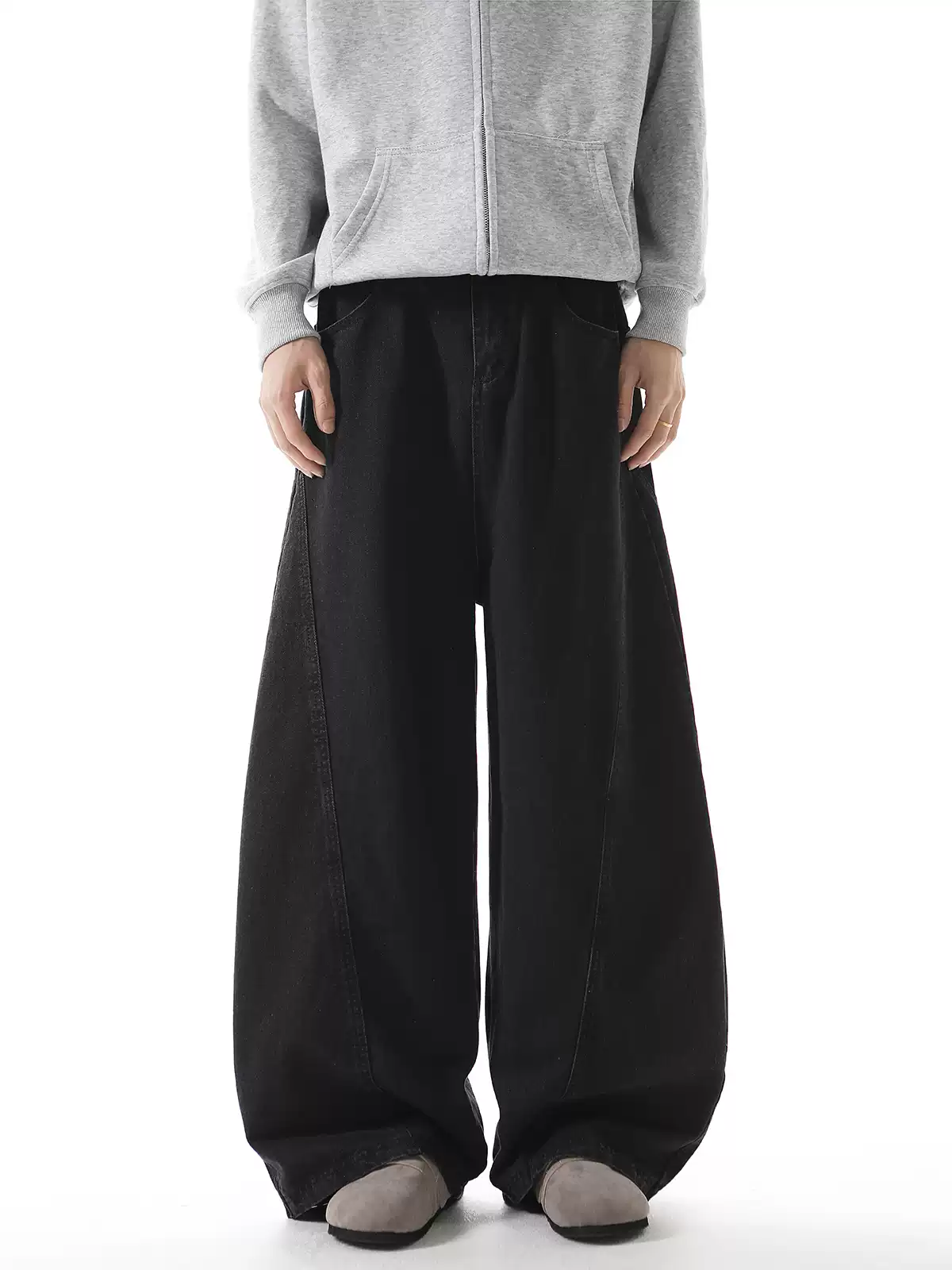 Black Baggy Wide-Leg Pants