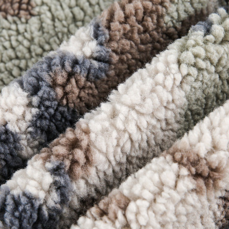 American Retro Patchwork camouflage Lambswool Jacket