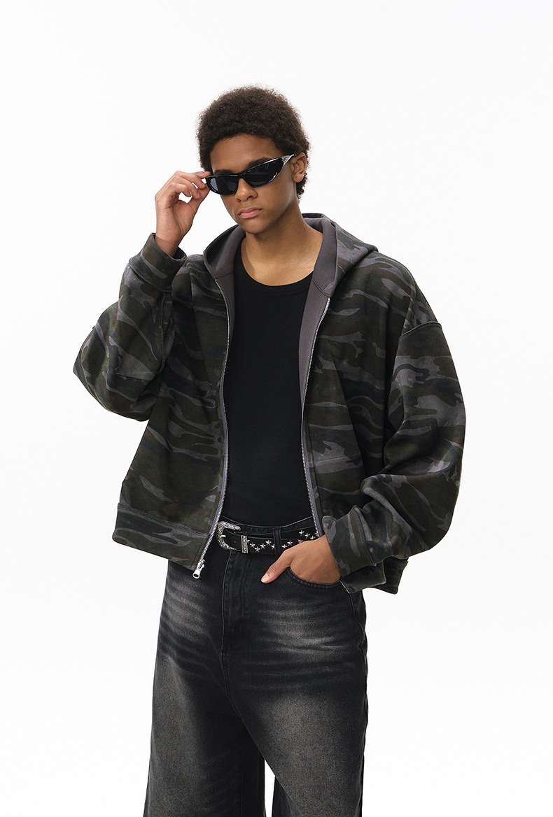 Camouflage Reversible Zippered Jacket
