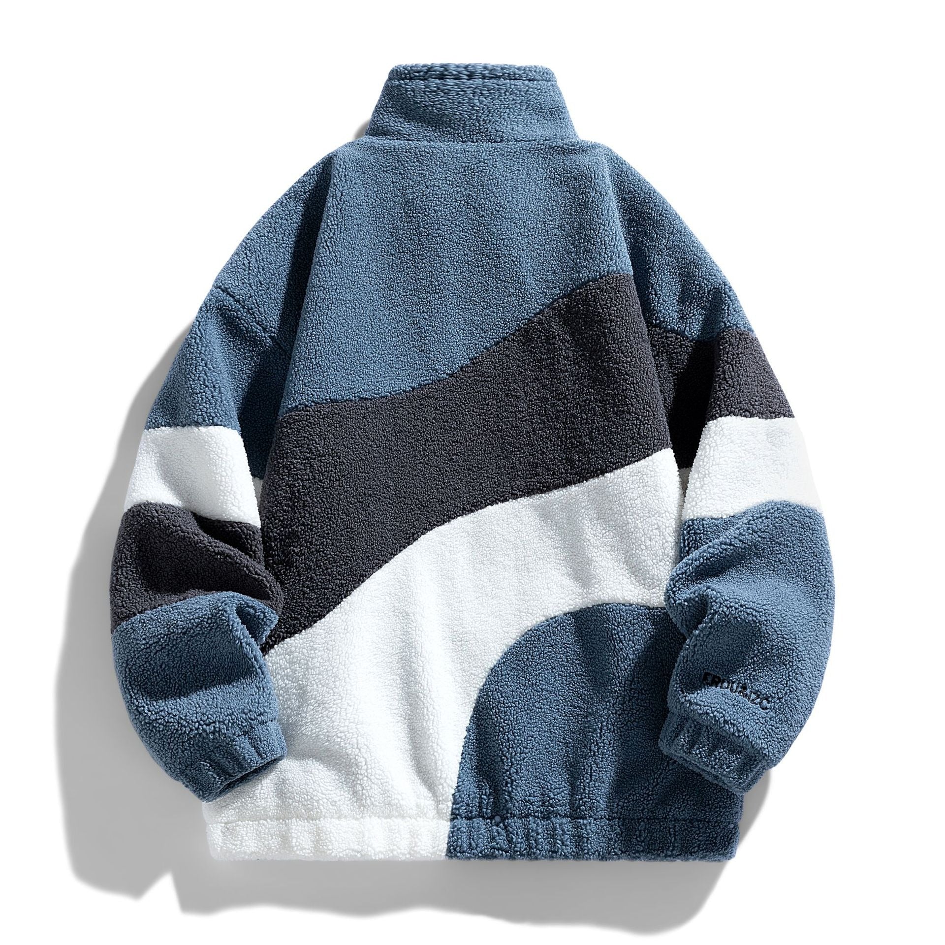 Splicing Contrast Lambs Wool Coat