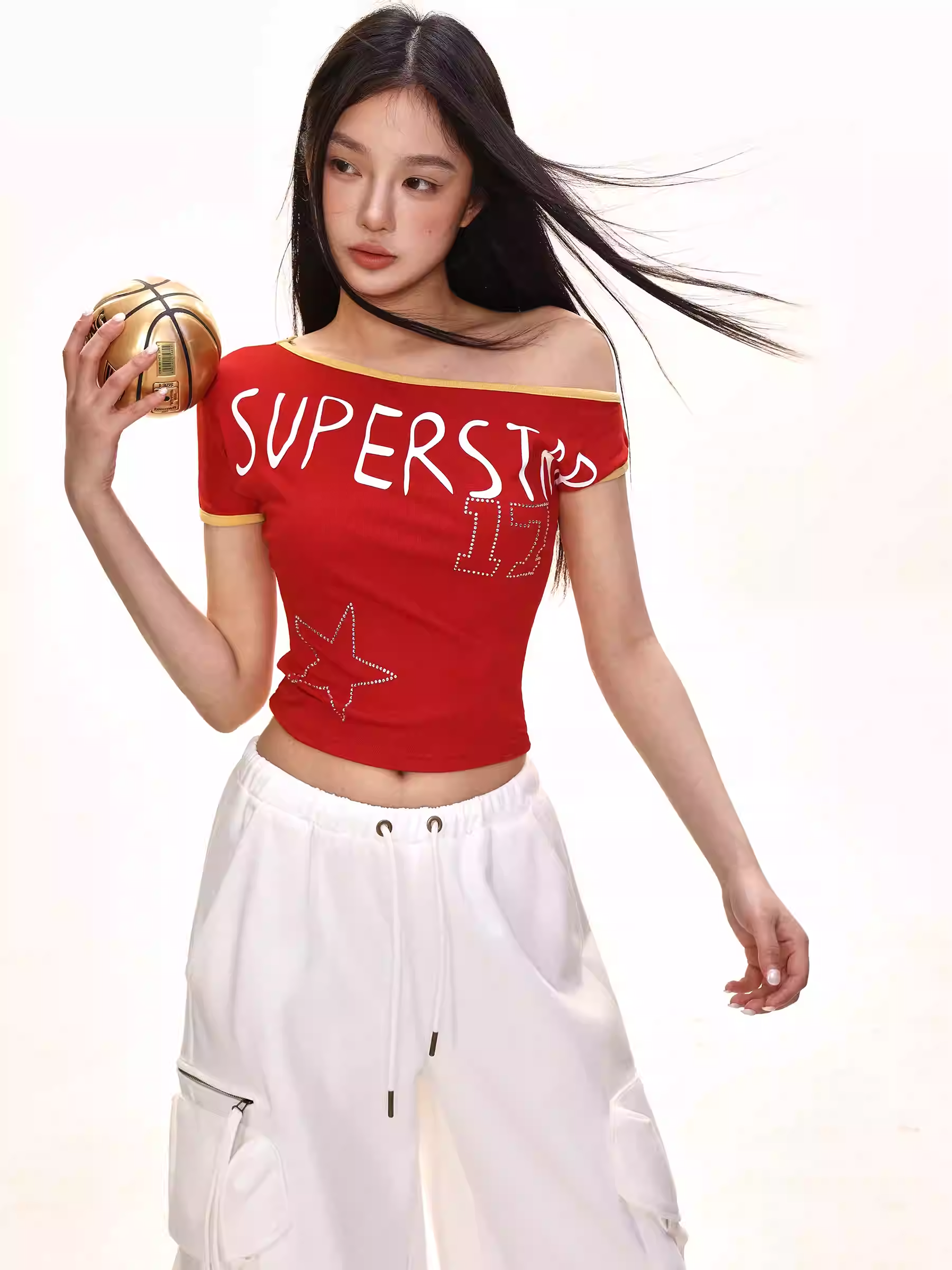 Rotes Superstar Crop-Top