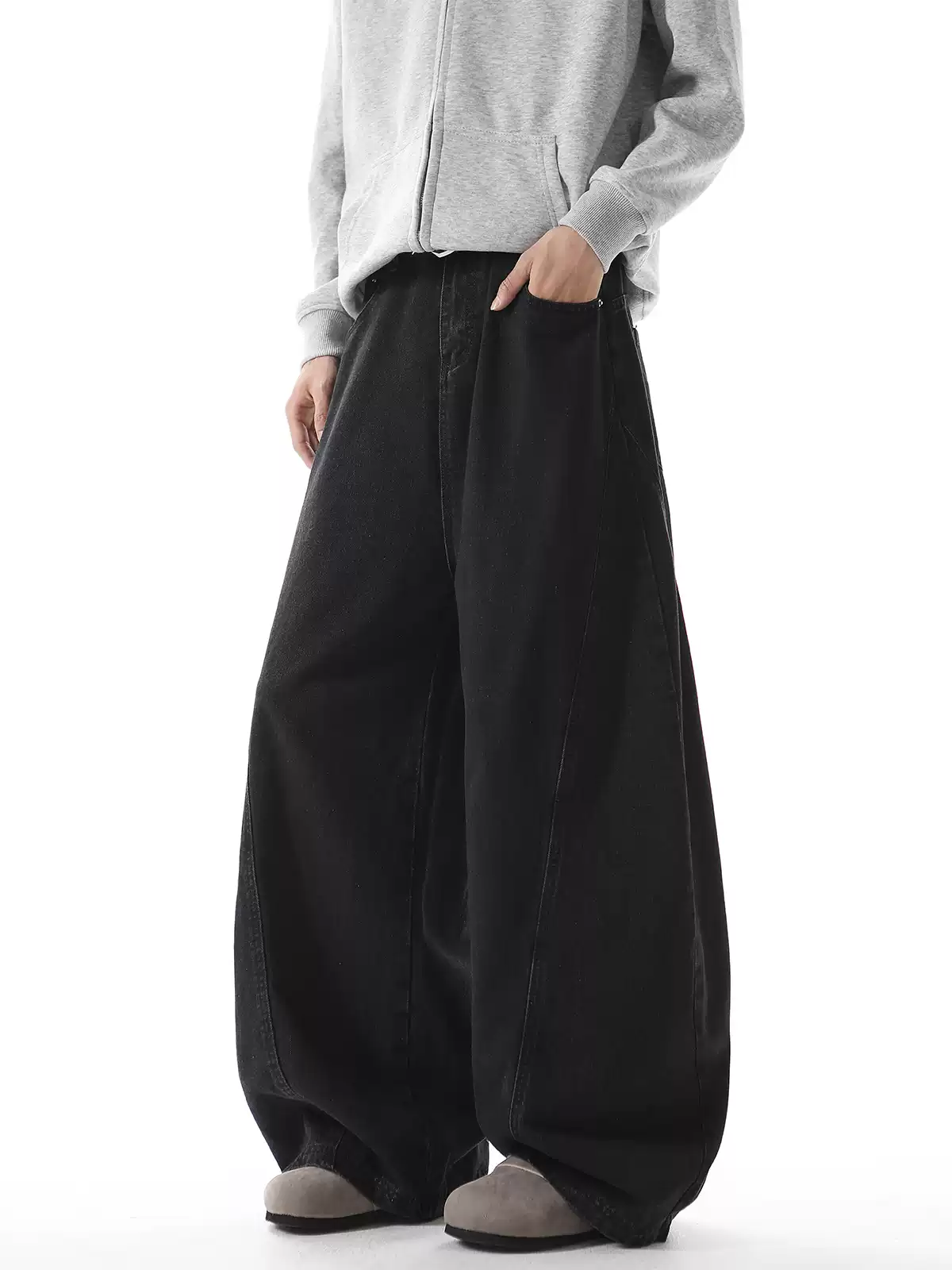 Black Baggy Wide-Leg Pants