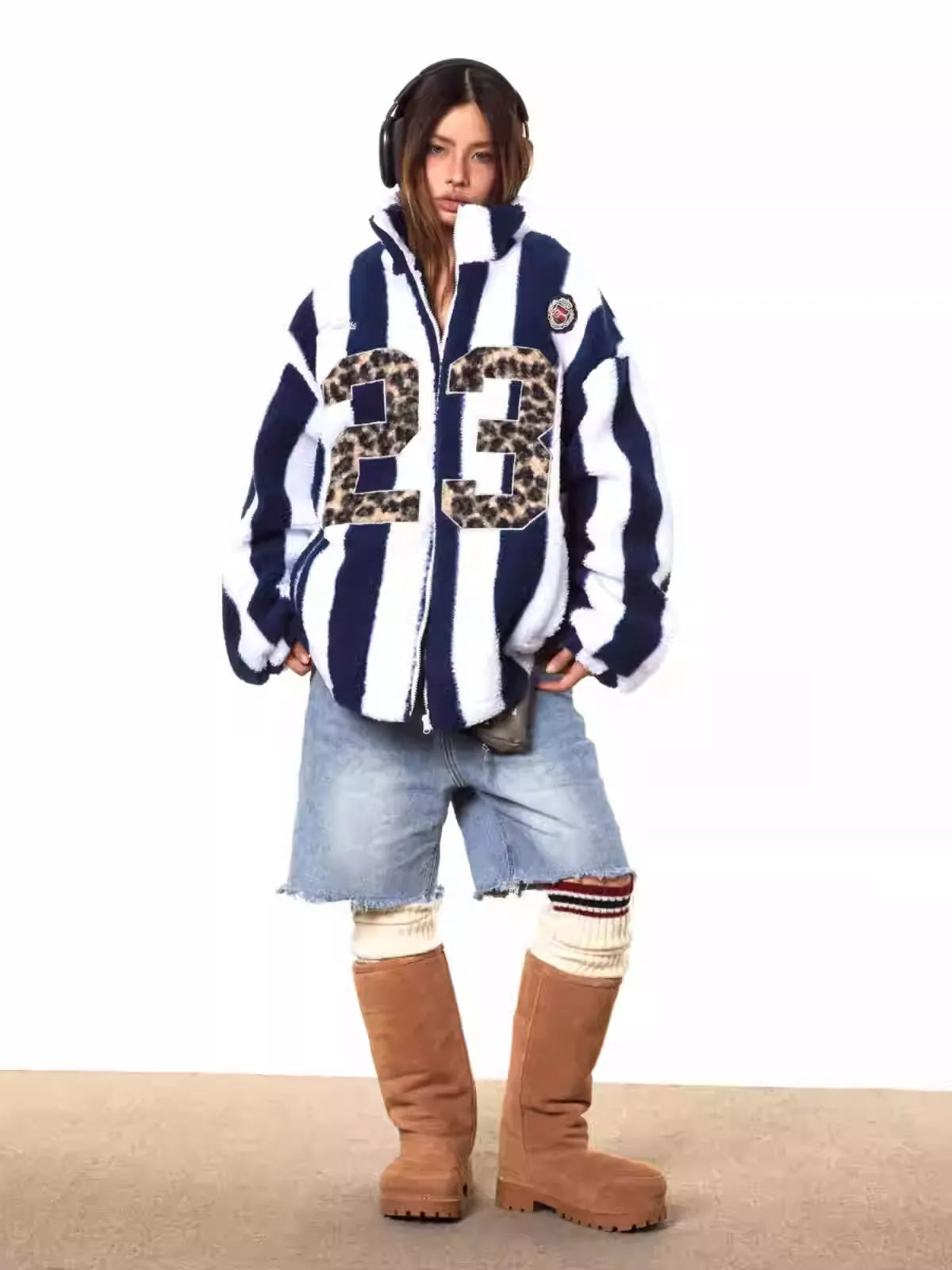 Vintage Striped Fleece Jacket