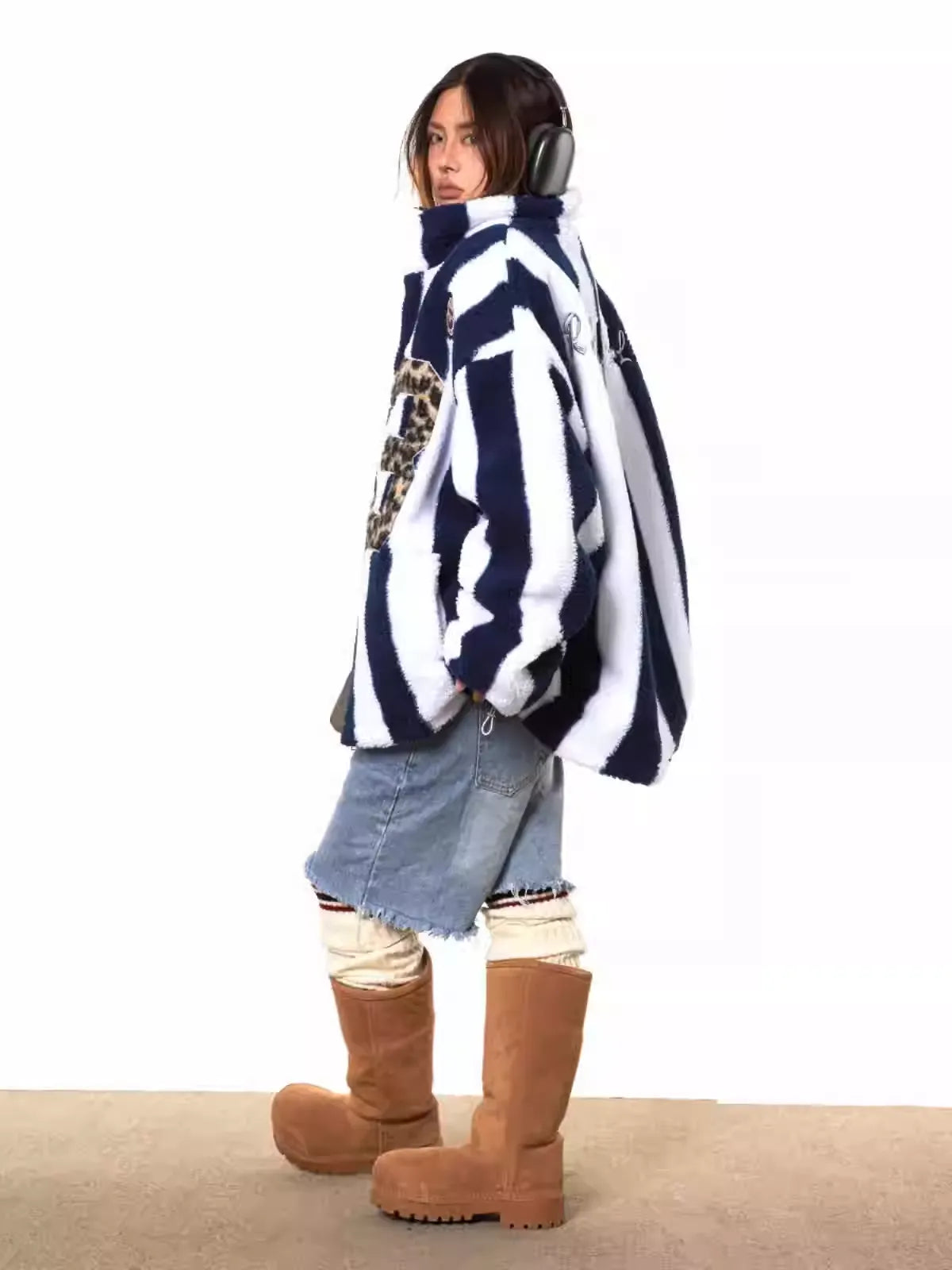 Vintage Striped Fleece Jacket