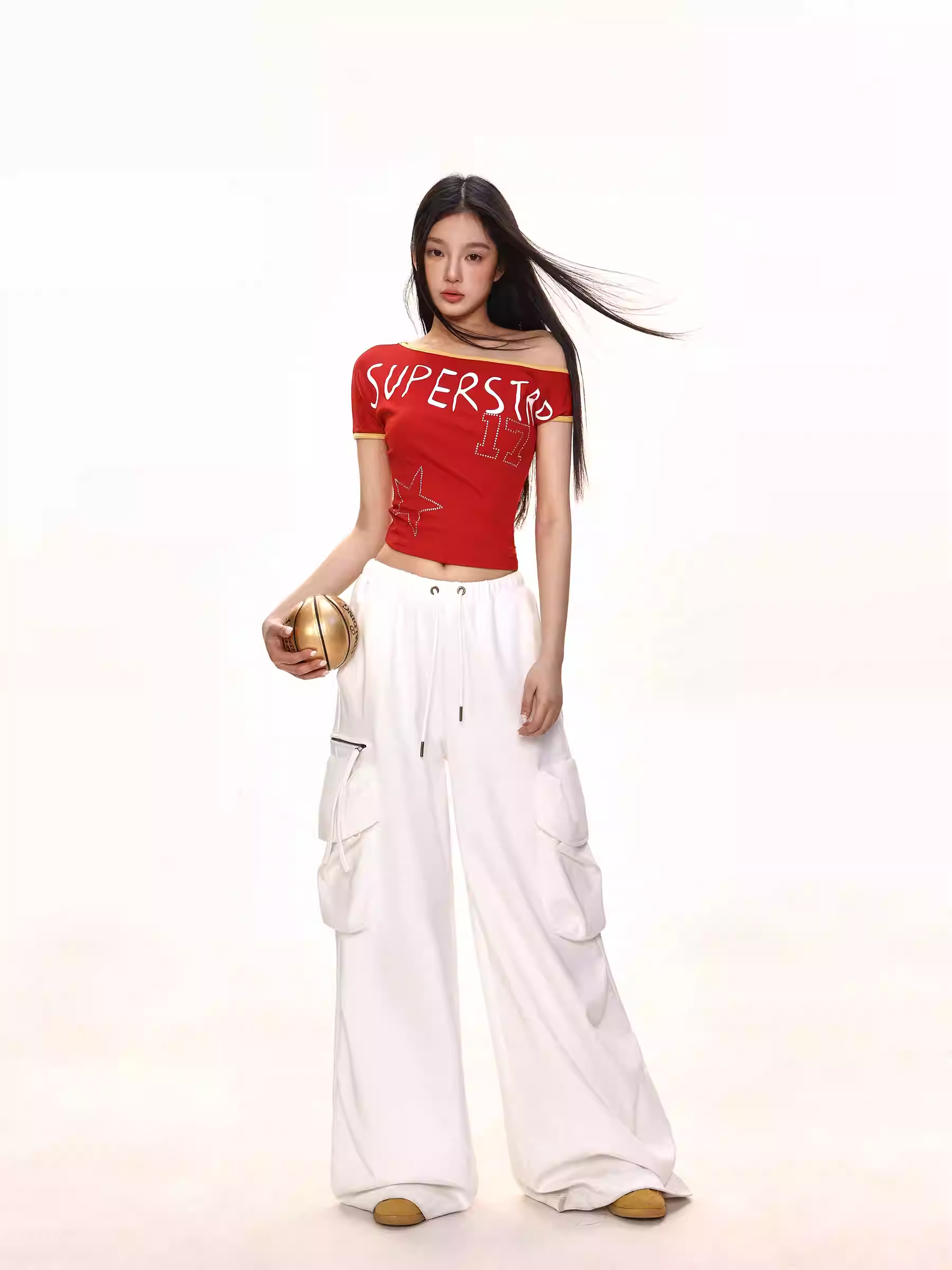 Rotes Superstar Crop-Top
