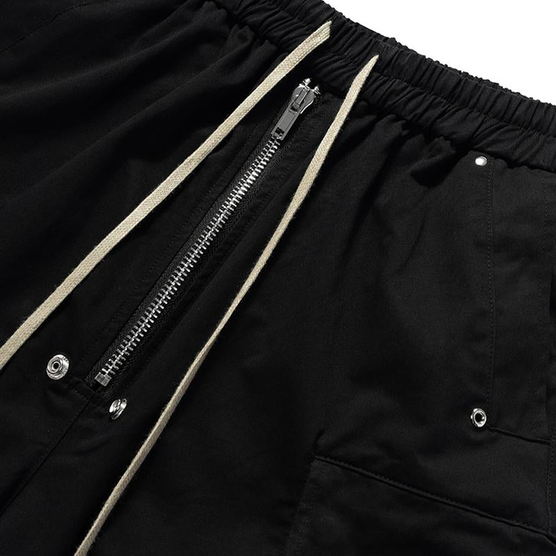 Black Drawstring Zip-up Women's Jorts