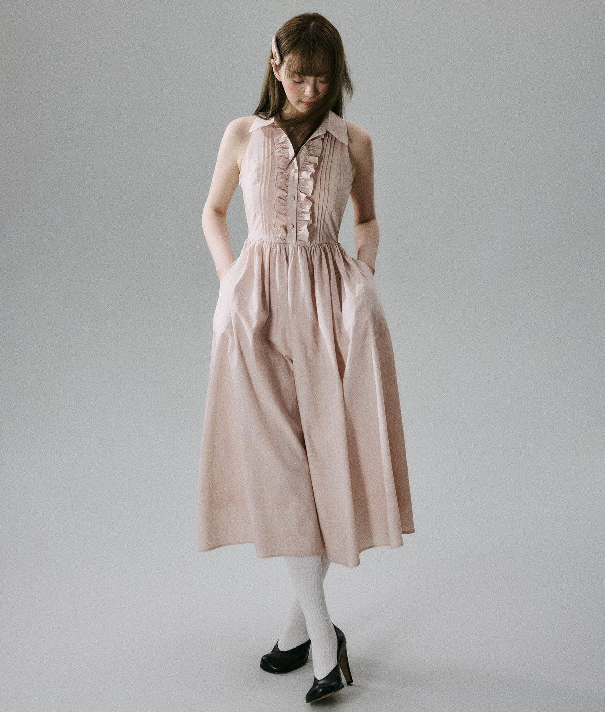 Halterneck Pocket Long Skirt Dress