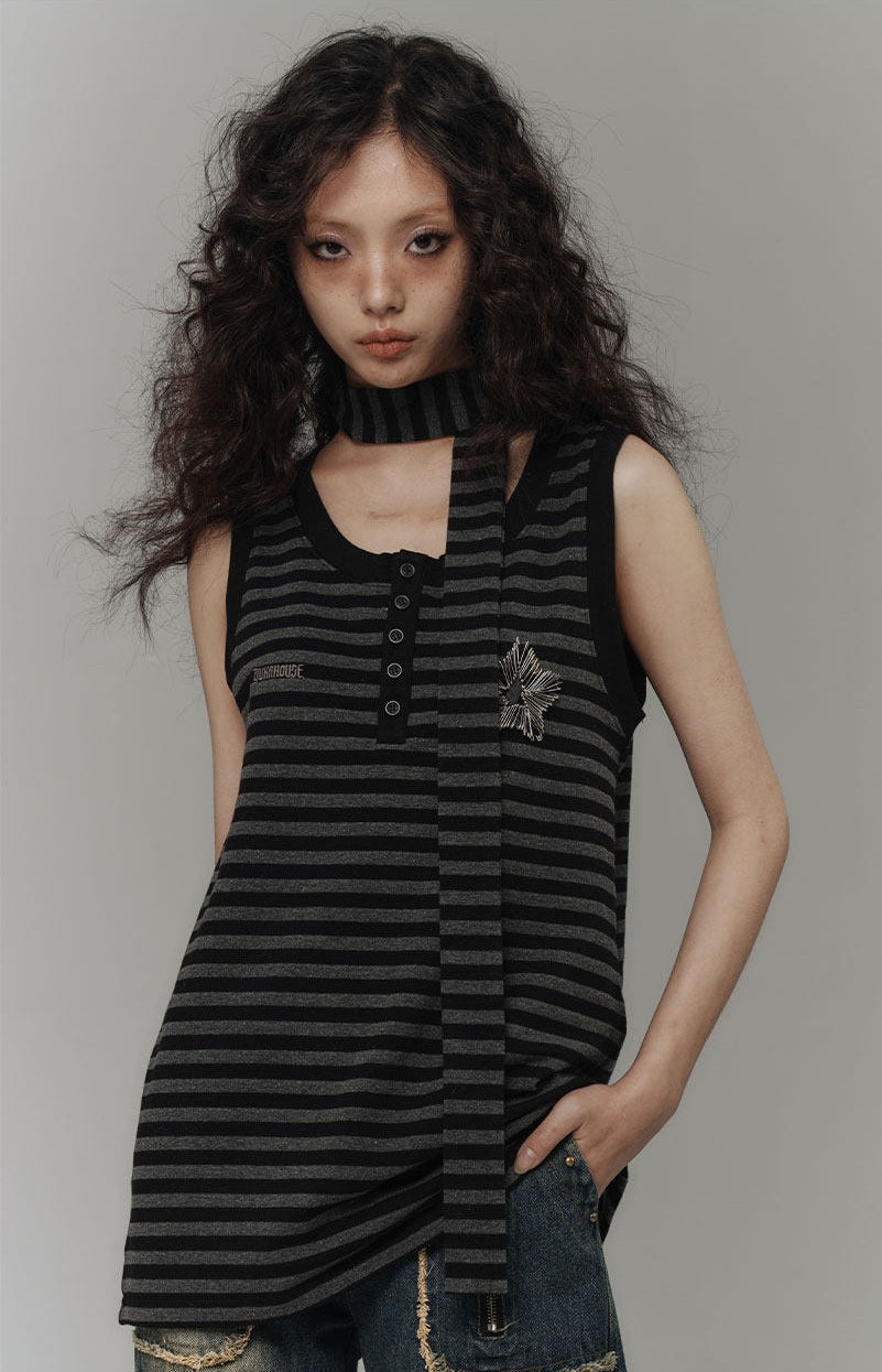 Star Stripe Oversize Long Sleeve T-Shirt & Tank Top