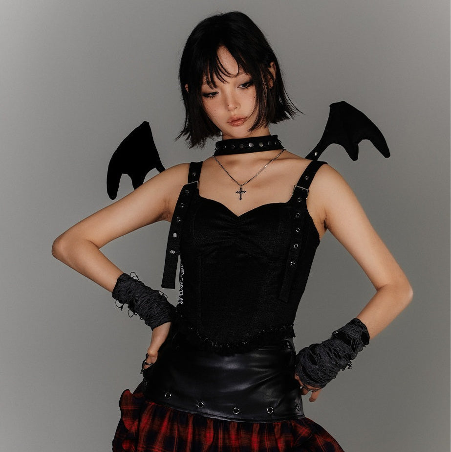 Strap Buckle Lace Corset Top