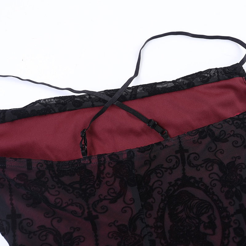 Vestido de alcinha gótico de veludo para Halloween
