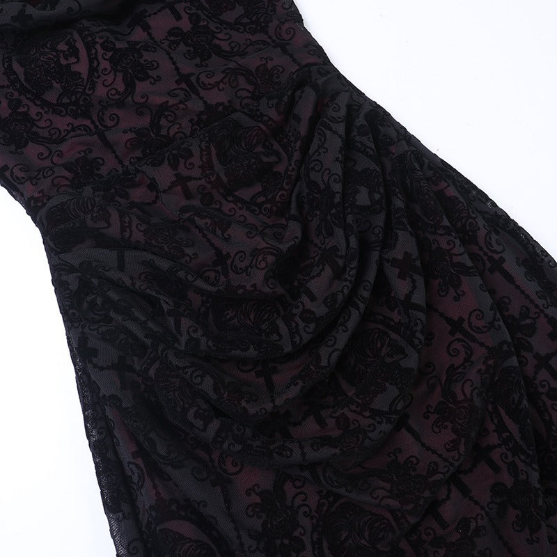 Vestido de alcinha gótico de veludo para Halloween