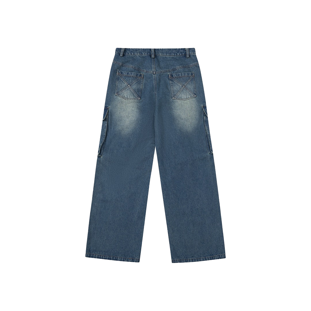 Jean cargo à poches zippées