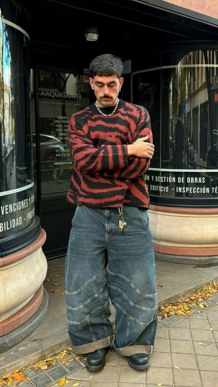 Cut-Out Graffiti Knitwear Loose Sweater