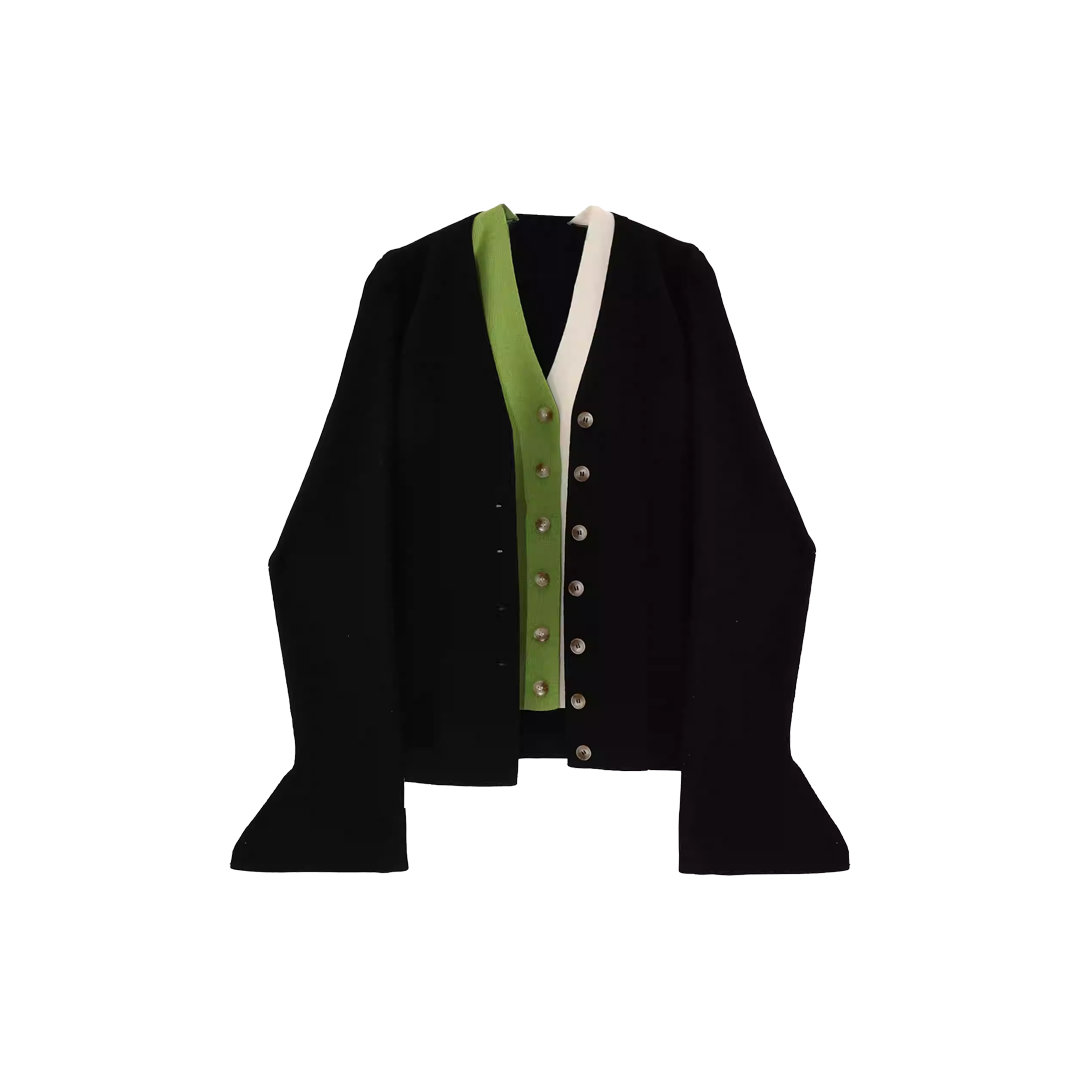 Tri-Tone Buttoned Cardigan