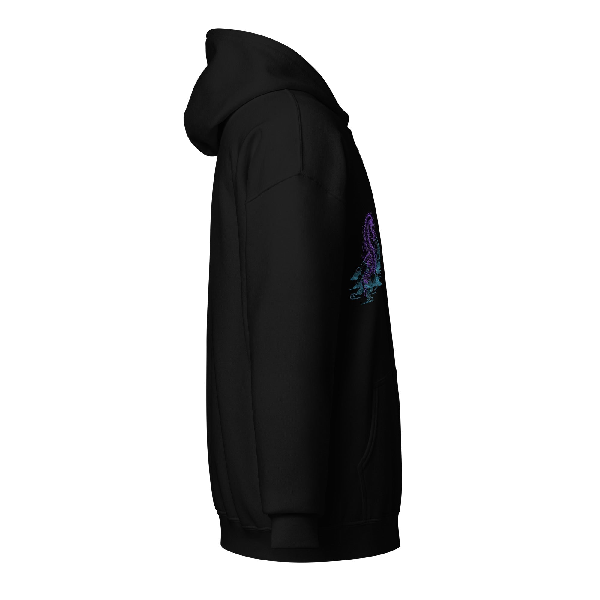 Oversize-Kapuzenjacke mit Drachenprint und Reißverschluss