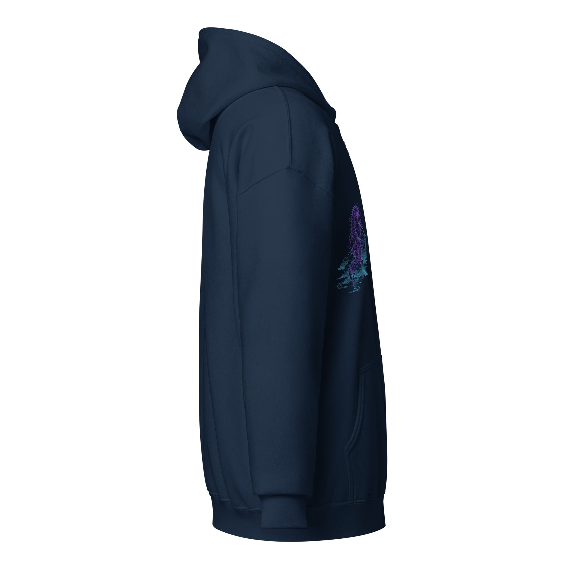 Oversize-Kapuzenjacke mit Drachenprint und Reißverschluss