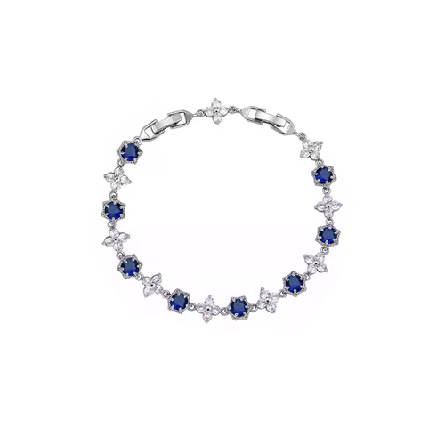 Pulsera de circonitas con copos de nieve - Azul zafiro / 18 centímetros