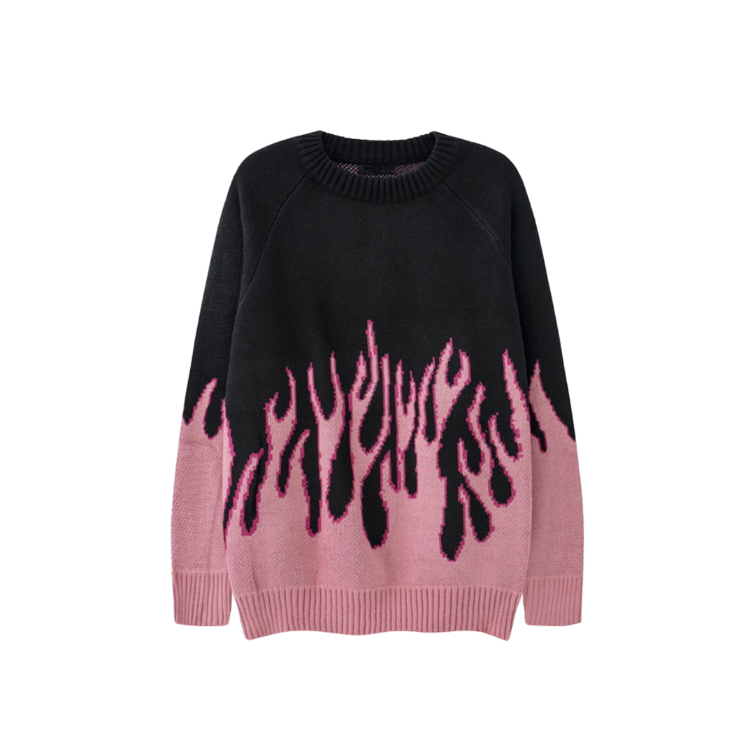 Pull en tricot surdimensionné à flammes
